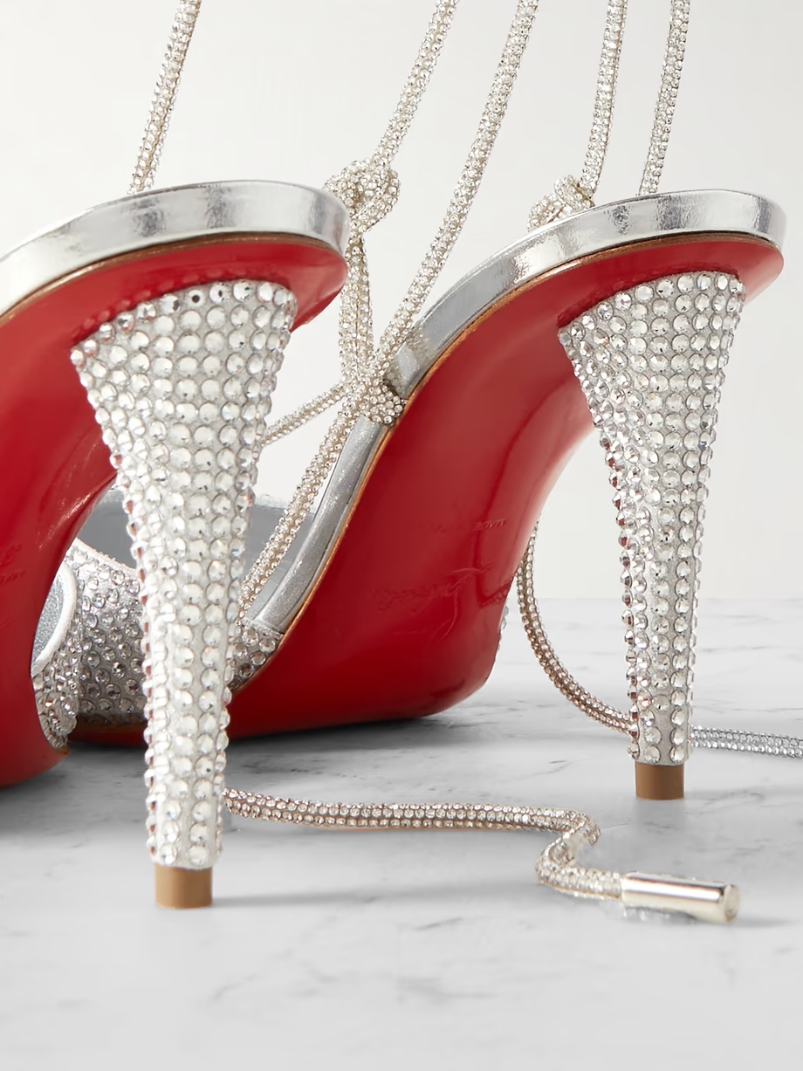 Astrid crystal-embellished metallic leather pumps Astrid crystal-embellished metallic leather pumps