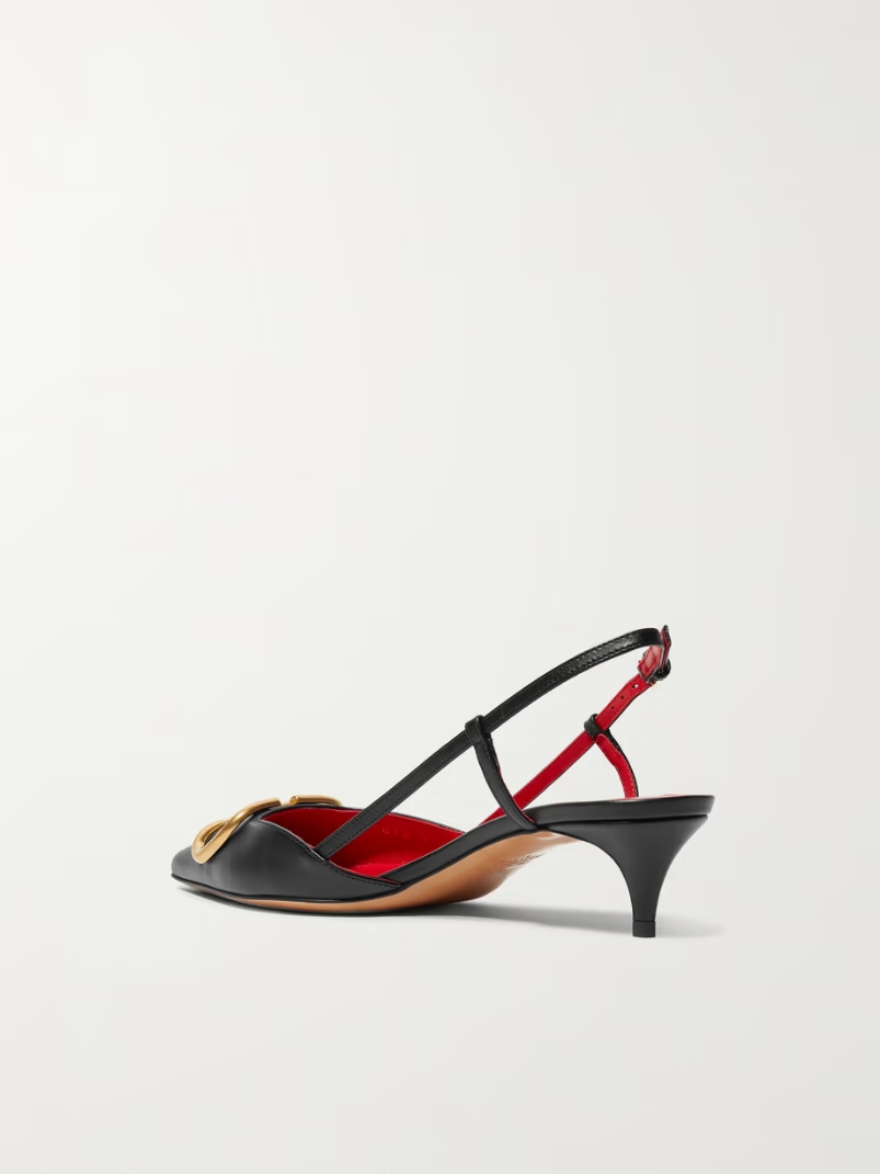 Valentino Garavani Go Logo 40 embellished leather slingback pumps Valentino Garavani Go Logo 40 embellished leather slingback pumps