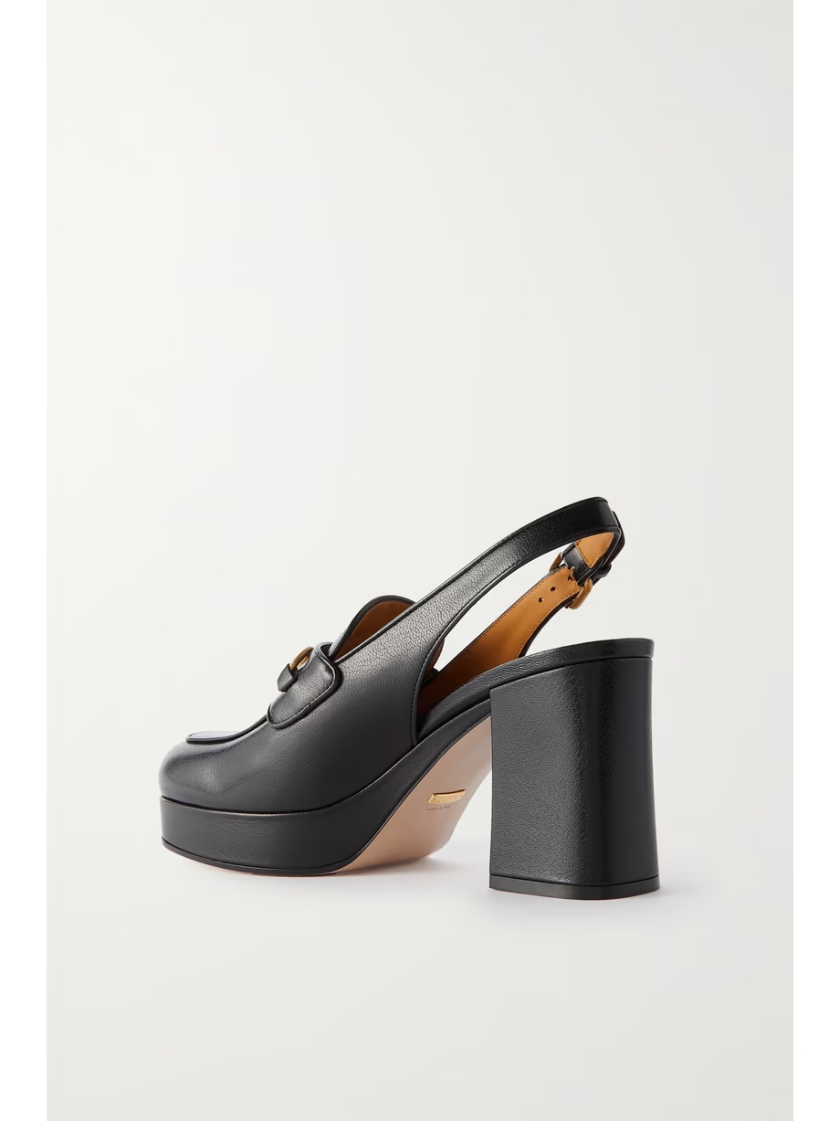 Lady horsebit-detailed leather slingback platform pumps Lady horsebit-detailed leather slingback platform pumps