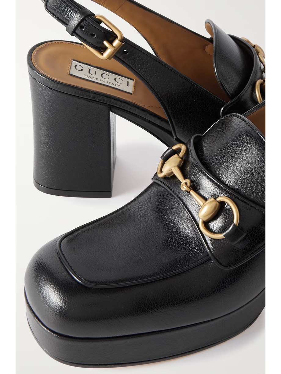 Lady horsebit-detailed leather slingback platform pumps Lady horsebit-detailed leather slingback platform pumps