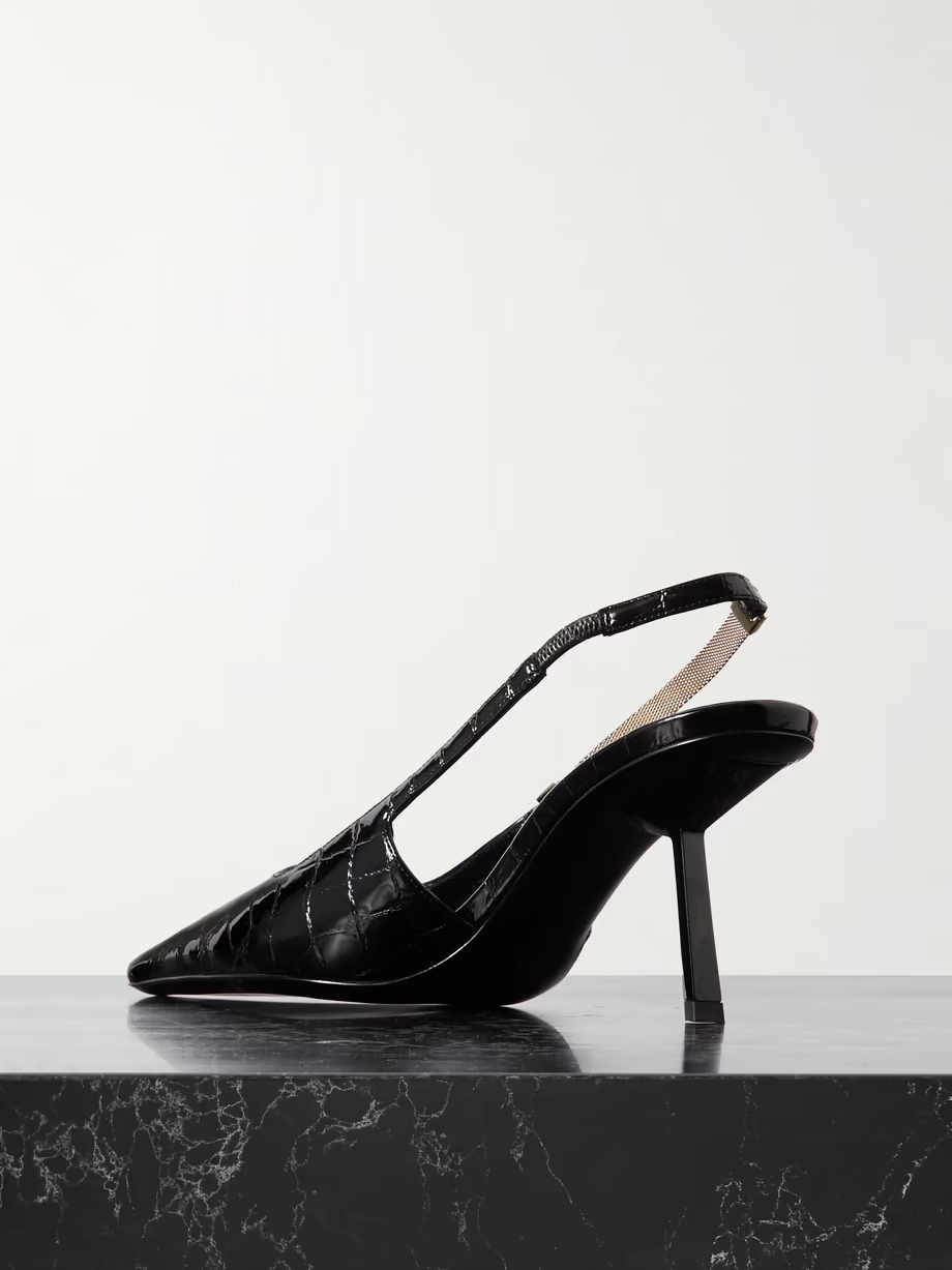 Blake embellished croc-effect leather slingback pumps Blake embellished croc-effect leather slingback pumps