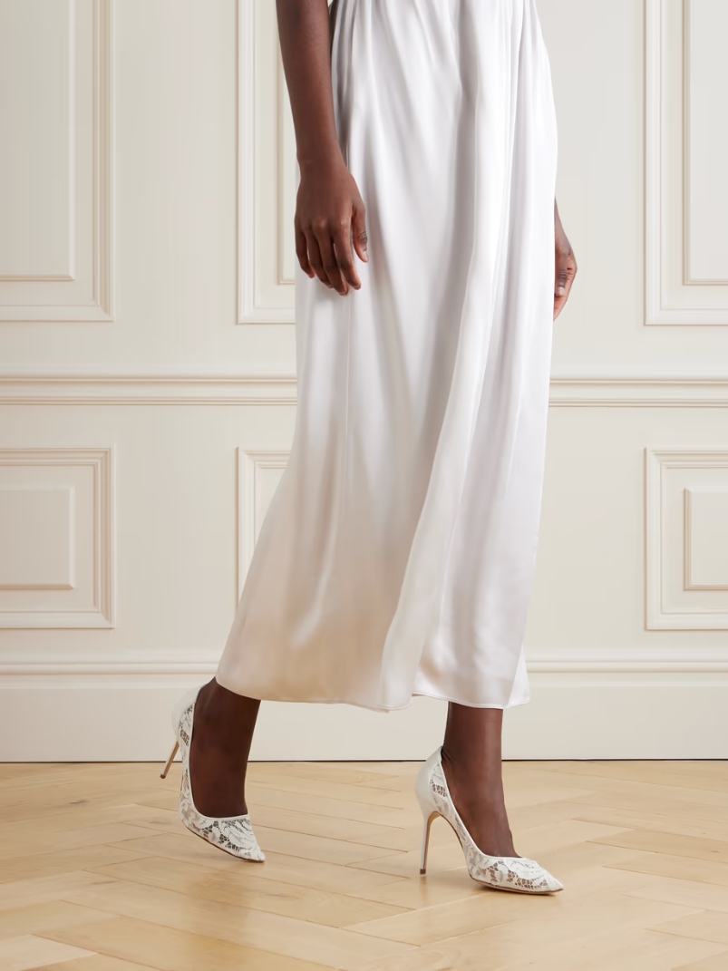 BBLA 105 silk satin-trimmed corded lace pumps BBLA 105 silk satin-trimmed corded lace pumps