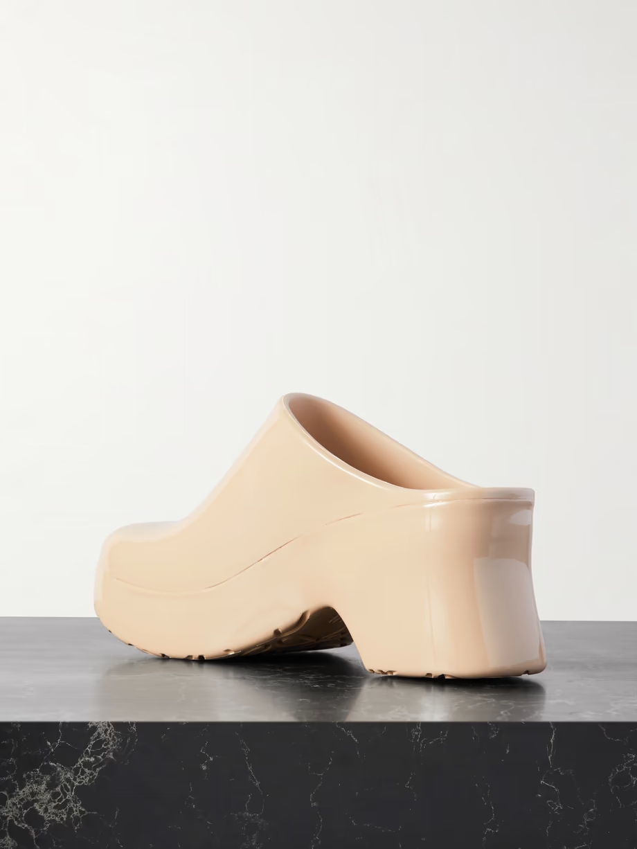 + Paula\'s Ibiza glossed-rubber mules + Paula\'s Ibiza glossed-rubber mules