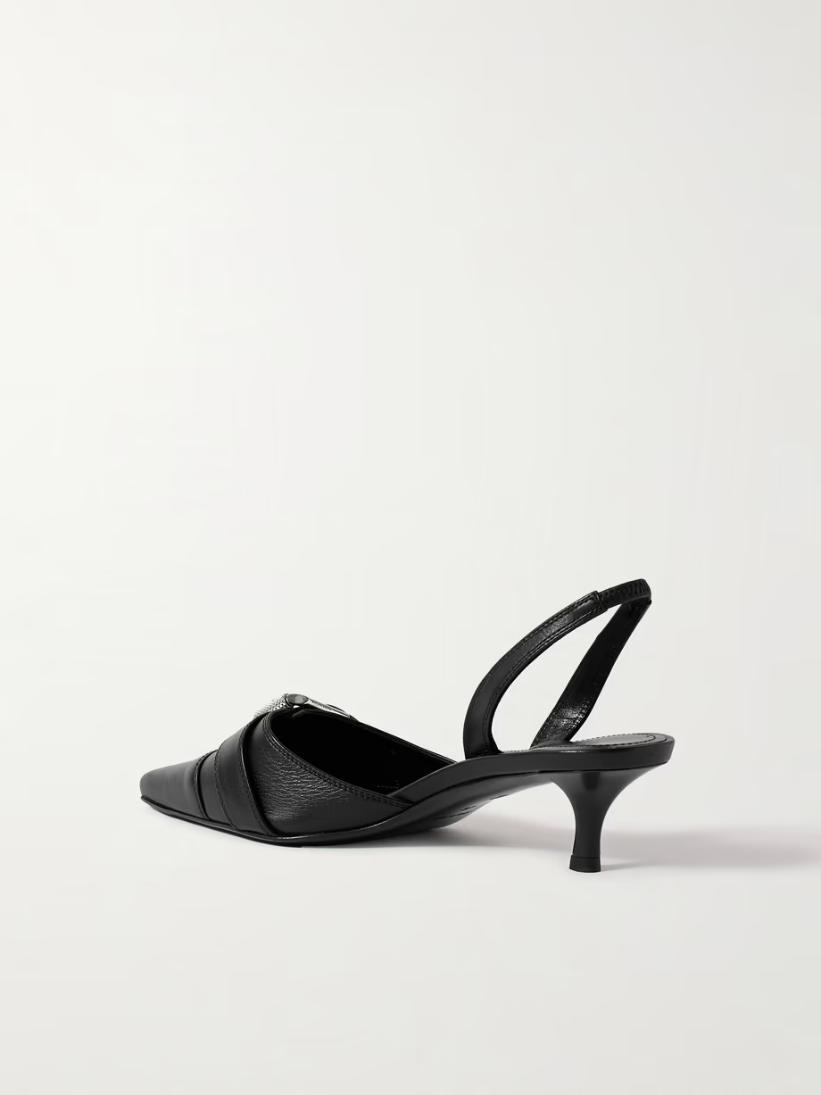 Voyou buckled textured-leather slingback pumps Voyou buckled textured-leather slingback pumps