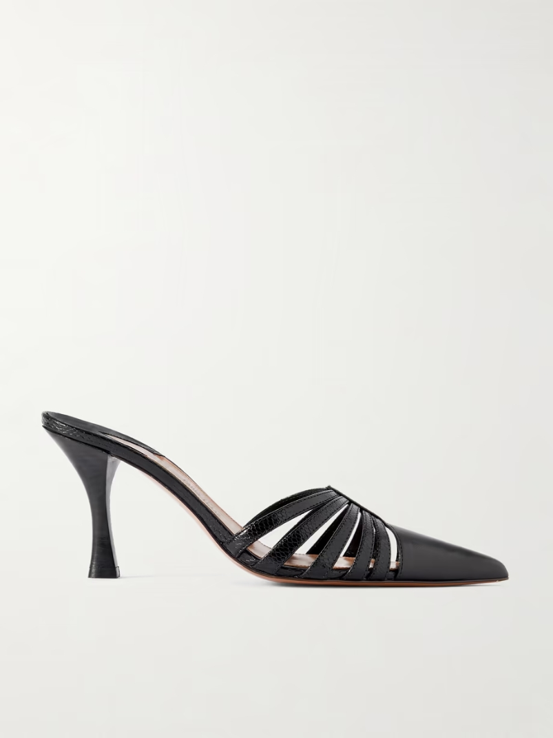 + Nadia Lee Cohen patent and snake-effect leather mules + Nadia Lee Cohen patent and snake-effect leather mules