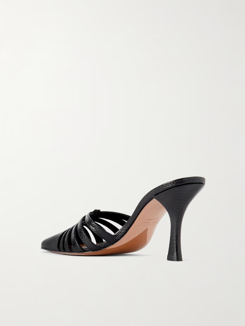 + Nadia Lee Cohen patent and snake-effect leather mules + Nadia Lee Cohen patent and snake-effect leather mules