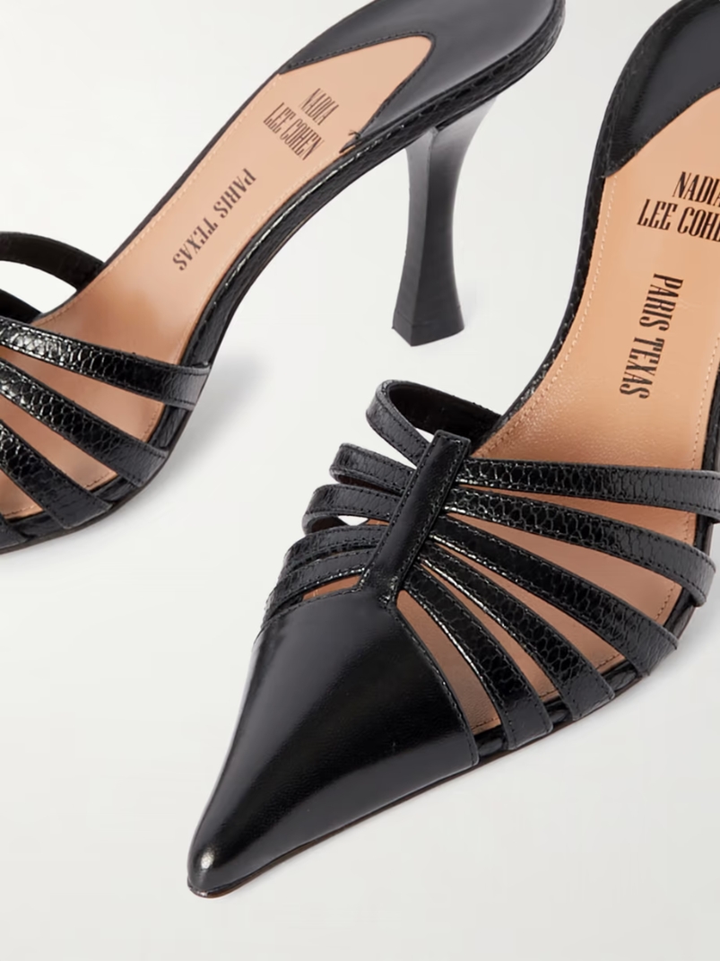 + Nadia Lee Cohen patent and snake-effect leather mules + Nadia Lee Cohen patent and snake-effect leather mules