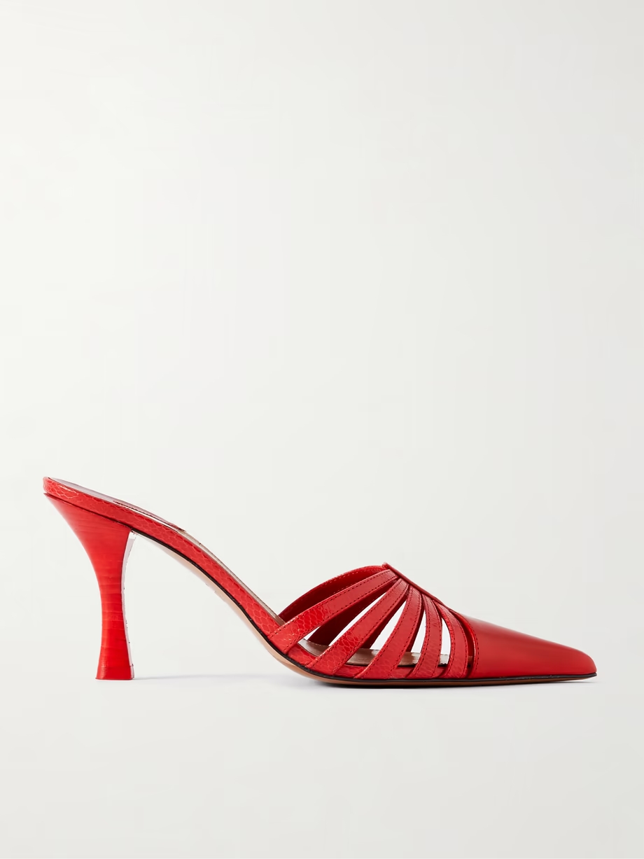 + Nadia Lee Cohen patent and snake-effect leather mules + Nadia Lee Cohen patent and snake-effect leather mules