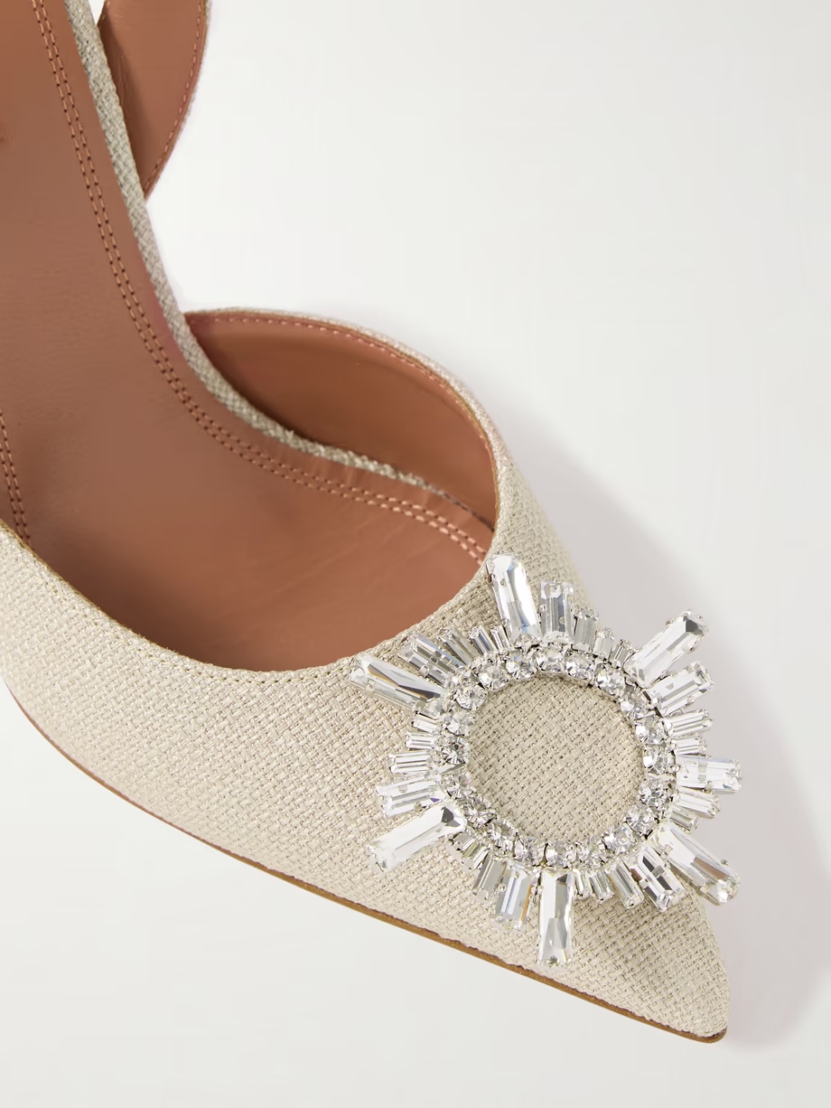 Begum Swarovski crystal-embellished canvas slingback pumps Begum Swarovski crystal-embellished canvas slingback pumps