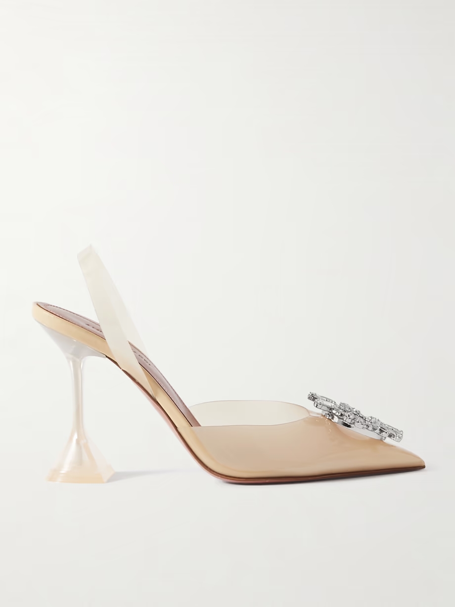 Begum Glass crystal-embellished PVC slingback pumps Begum Glass crystal-embellished PVC slingback pumps