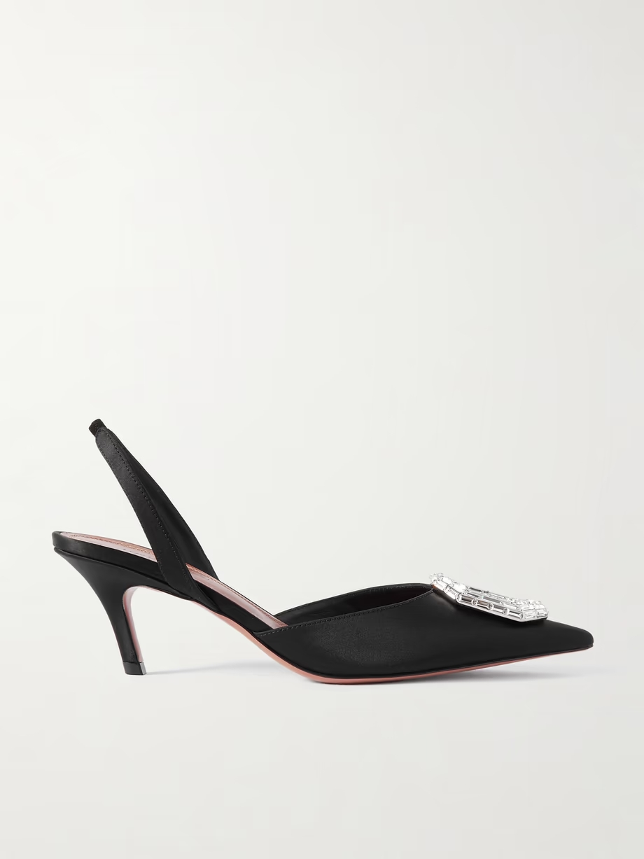 Camelia crystal-embellished satin slingback pumps Camelia crystal-embellished satin slingback pumps