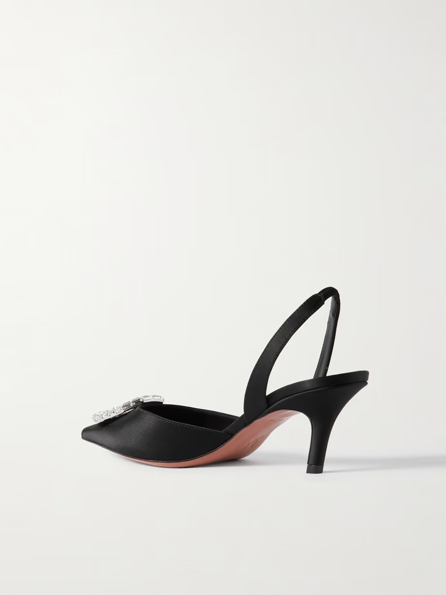 Camelia crystal-embellished satin slingback pumps Camelia crystal-embellished satin slingback pumps