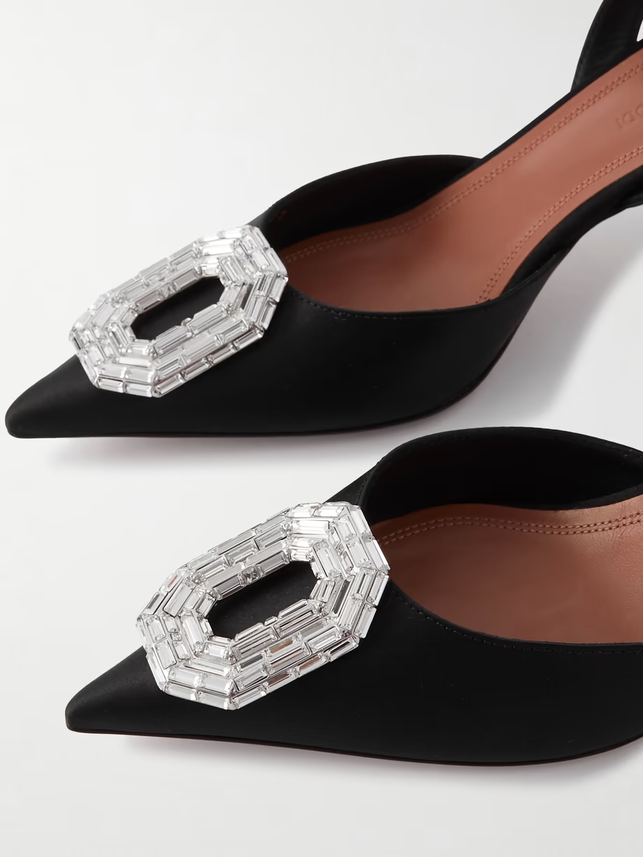 Camelia crystal-embellished satin slingback pumps Camelia crystal-embellished satin slingback pumps