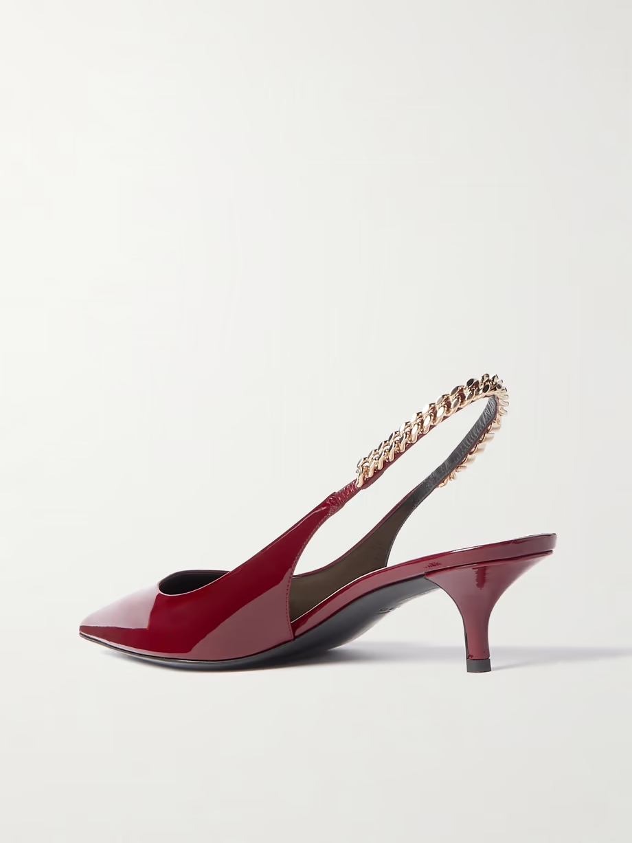 Signoria embellished patent-leather slingback pumps Signoria embellished patent-leather slingback pumps