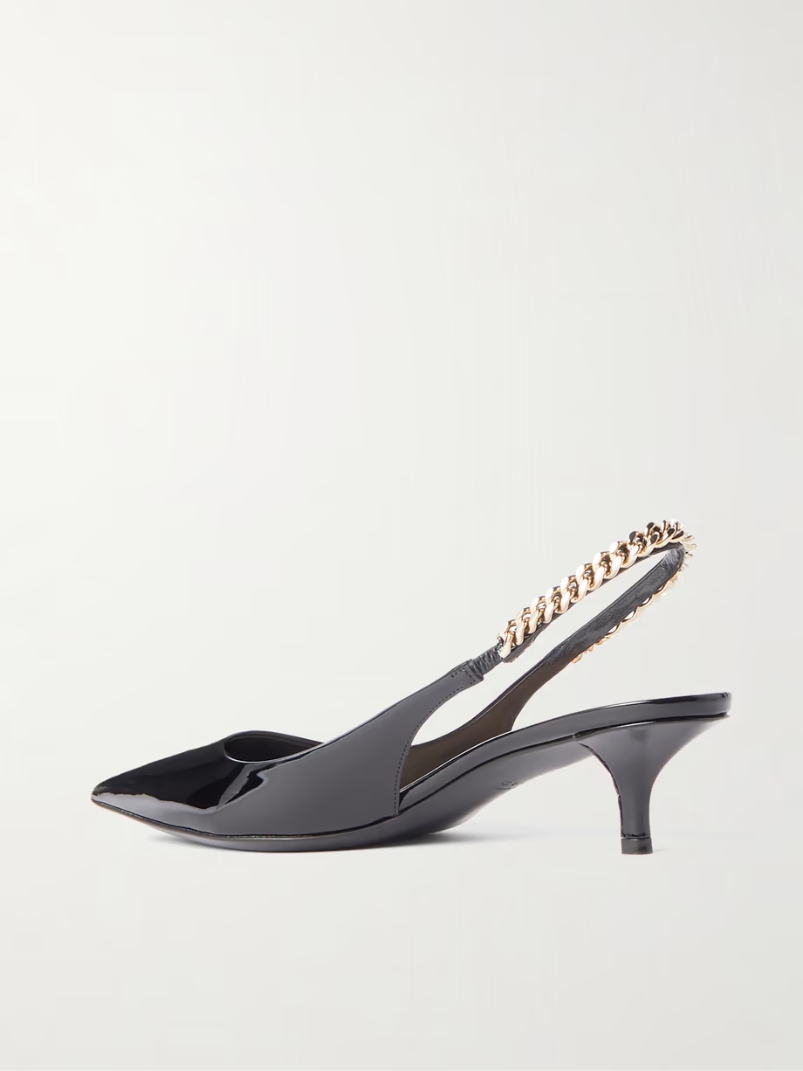 Signoria embellished patent-leather slingback pumps Signoria embellished patent-leather slingback pumps