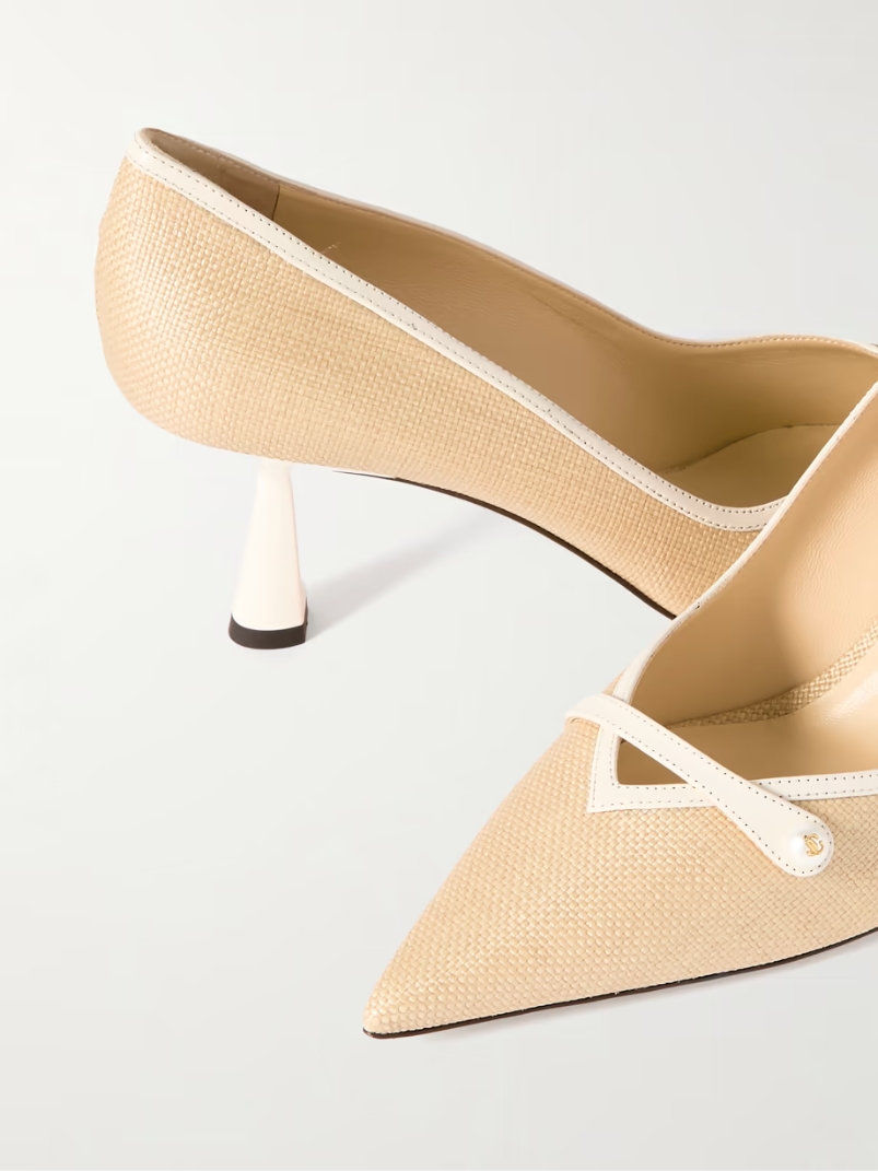 Rosalia 65 embellished leather-trimmed raffia pumps Rosalia 65 embellished leather-trimmed raffia pumps