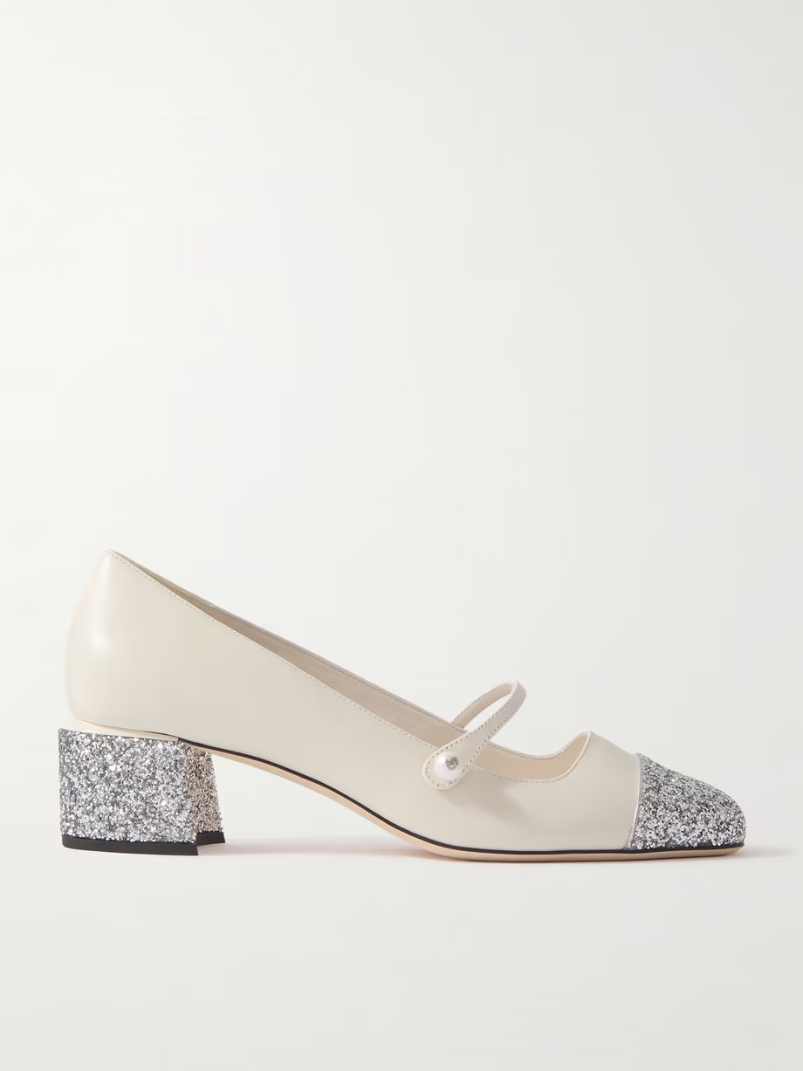Elisa 45 embellishedglittered leather Mary Jane pumps Elisa 45 embellishedglittered leather Mary Jane pumps
