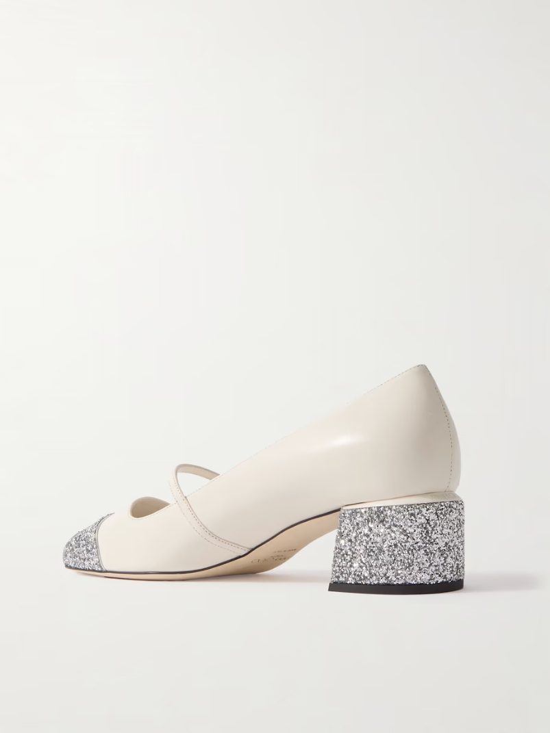 Elisa 45 embellishedglittered leather Mary Jane pumps Elisa 45 embellishedglittered leather Mary Jane pumps