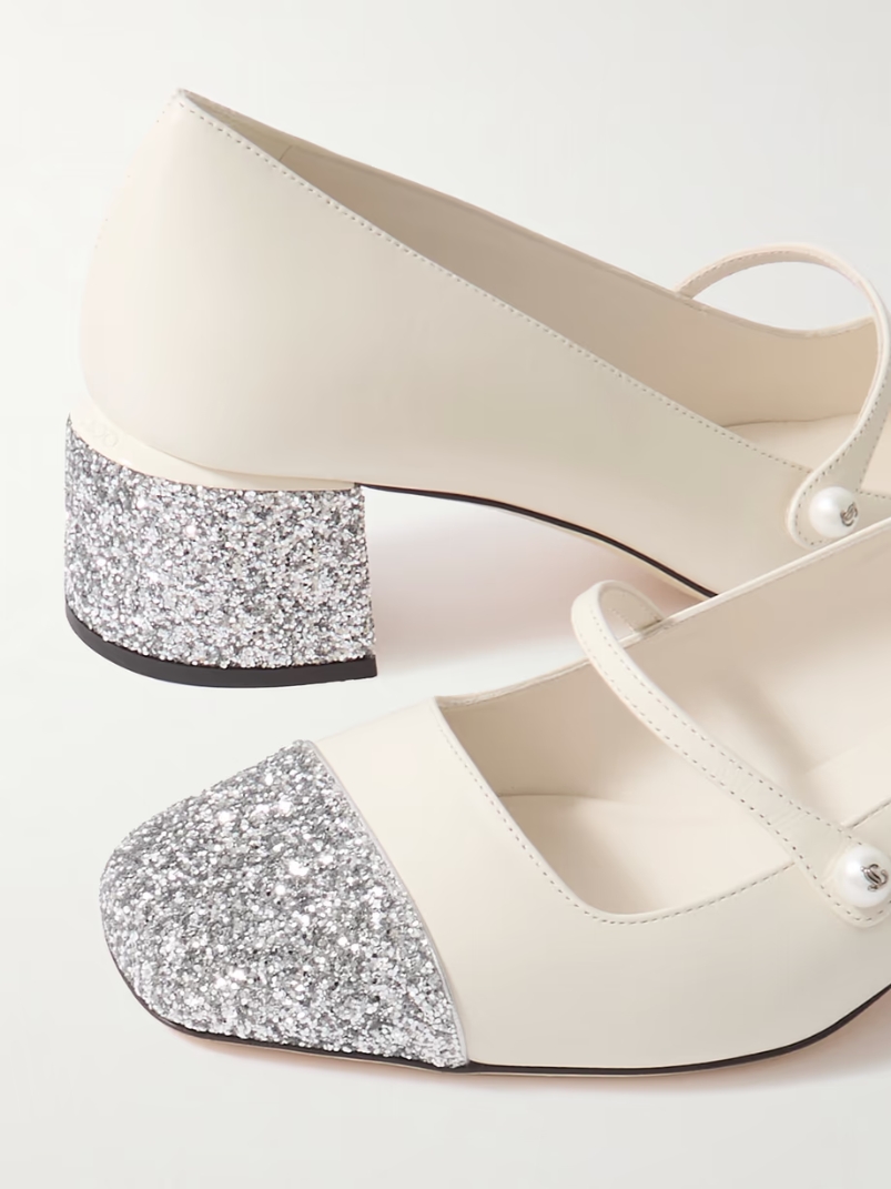 Elisa 45 embellishedglittered leather Mary Jane pumps Elisa 45 embellishedglittered leather Mary Jane pumps