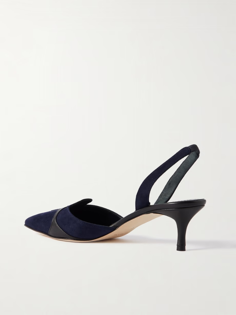 Poligleto 50 leather-trimmed suede slingback pumps Poligleto 50 leather-trimmed suede slingback pumps