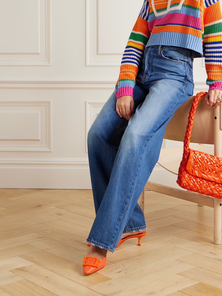 Maysalebi 50 suede-trimmed croc-effect leather mules Maysalebi 50 suede-trimmed croc-effect leather mules
