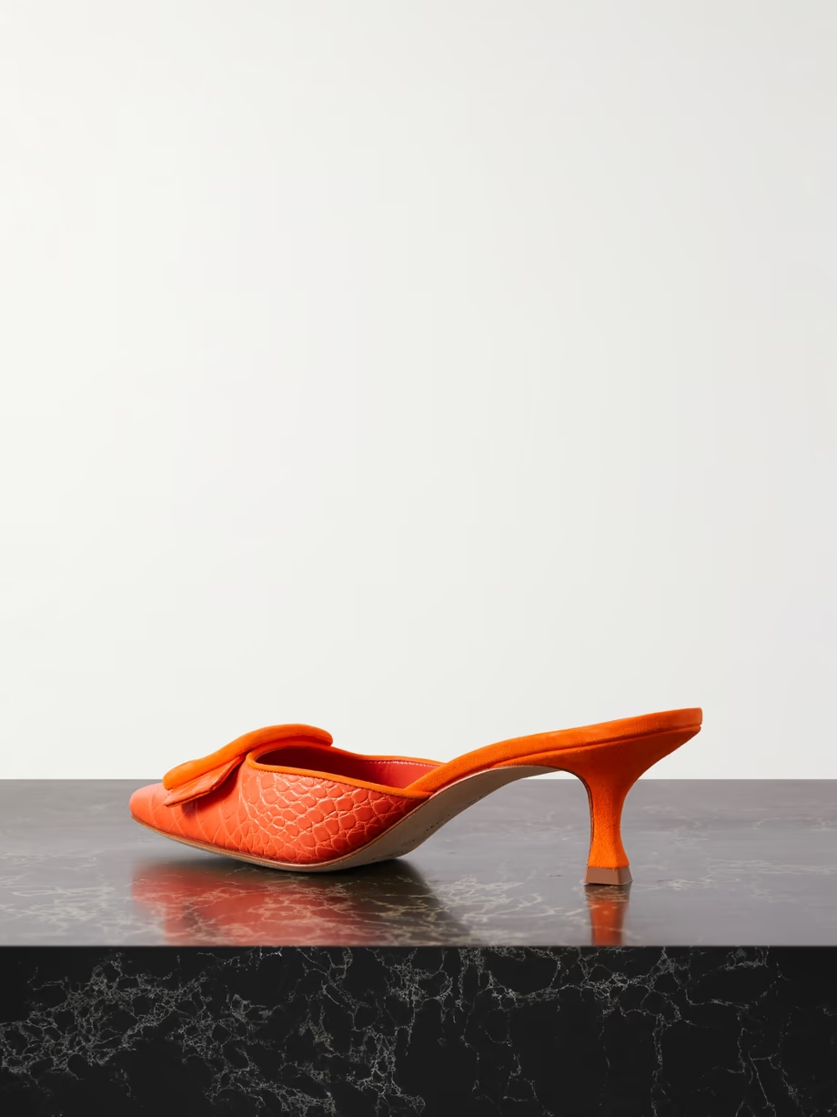 Maysalebi 50 suede-trimmed croc-effect leather mules Maysalebi 50 suede-trimmed croc-effect leather mules