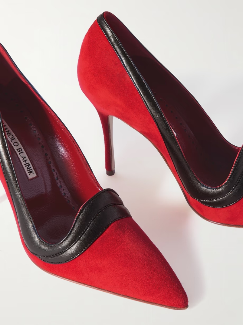 Ajarafa 105 leather-trimmed suede pumps Ajarafa 105 leather-trimmed suede pumps