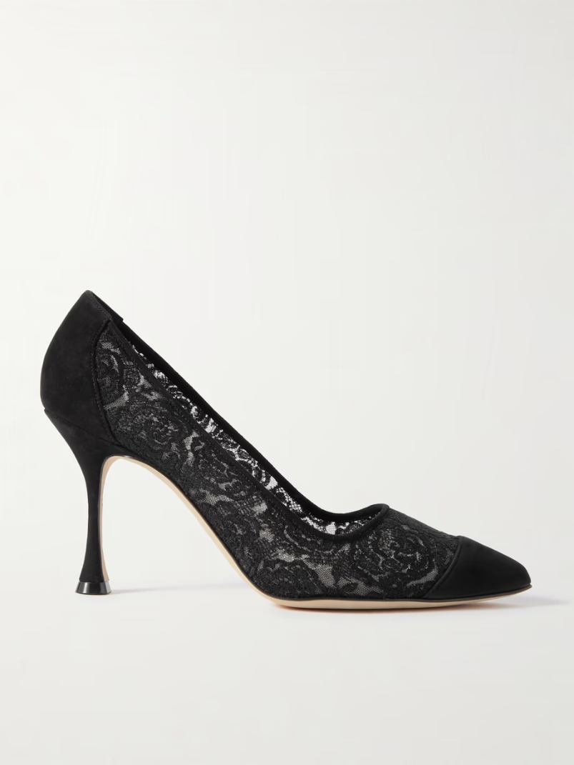 Sololaria 90 suede-trimmed lace pumps Sololaria 90 suede-trimmed lace pumps