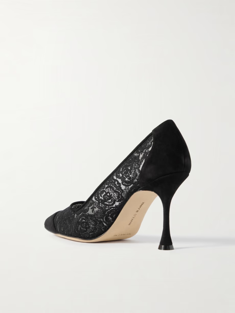 Sololaria 90 suede-trimmed lace pumps Sololaria 90 suede-trimmed lace pumps