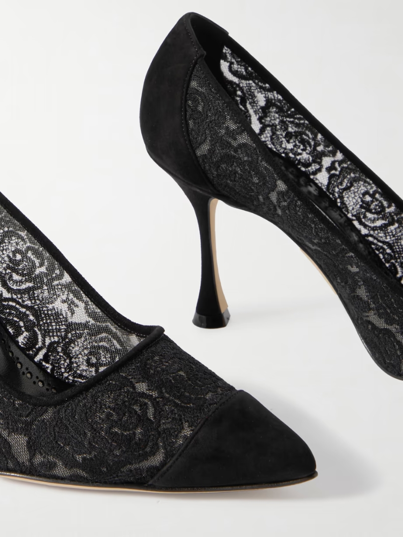 Sololaria 90 suede-trimmed lace pumps Sololaria 90 suede-trimmed lace pumps