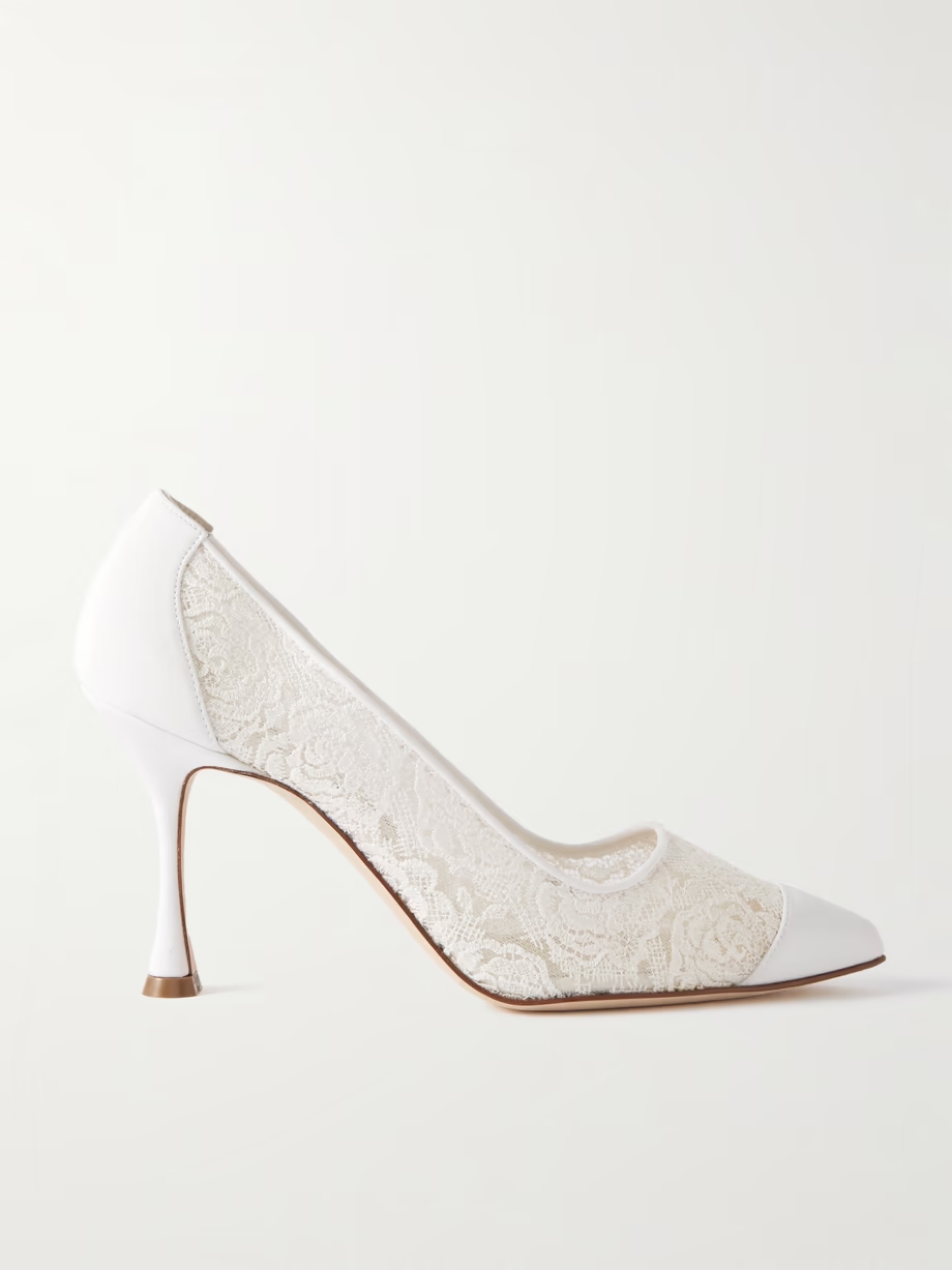 Sololaria lace and suede pumps Sololaria lace and suede pumps