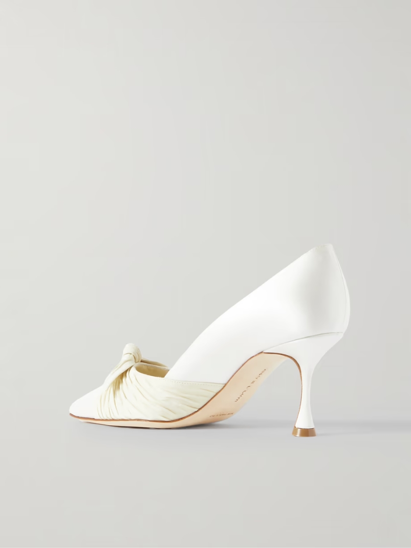 Terka 70 bow-embellished silk-trimmed satin pumps Terka 70 bow-embellished silk-trimmed satin pumps