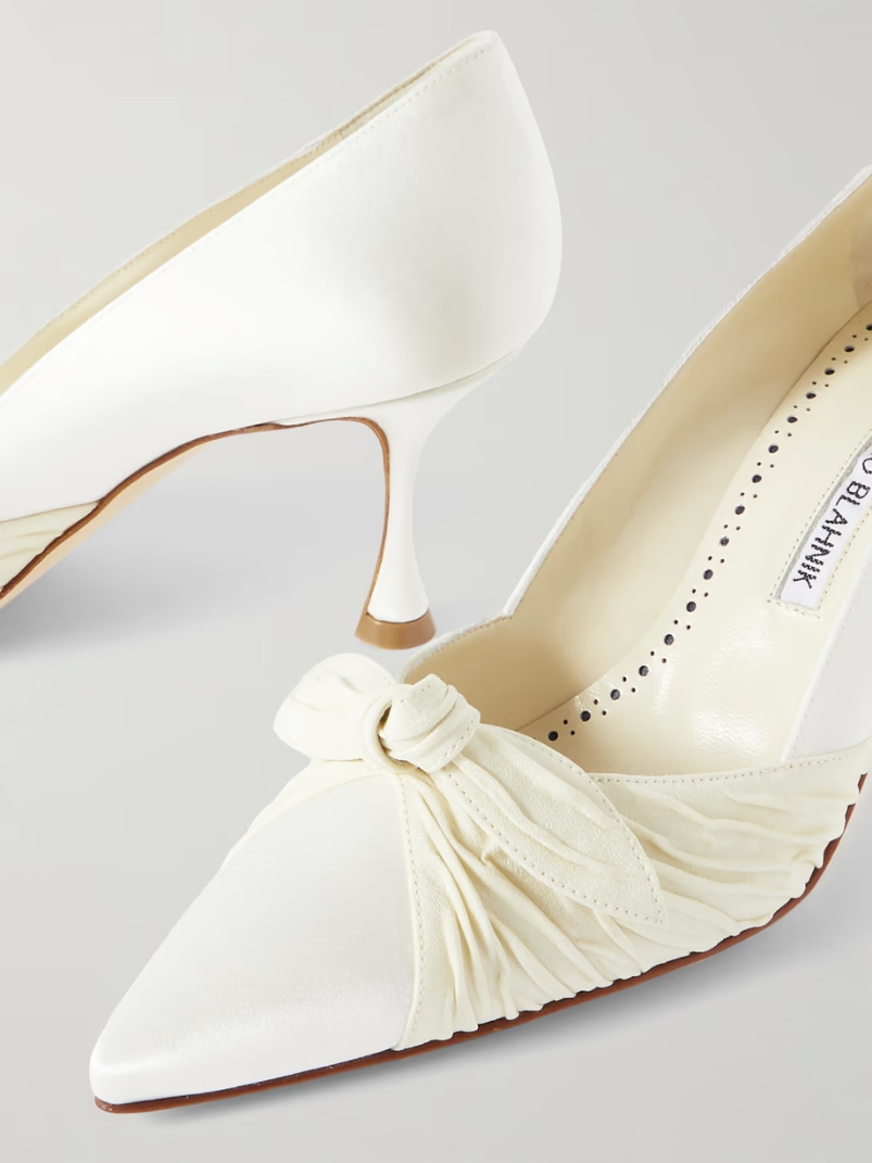 Terka 70 bow-embellished silk-trimmed satin pumps Terka 70 bow-embellished silk-trimmed satin pumps