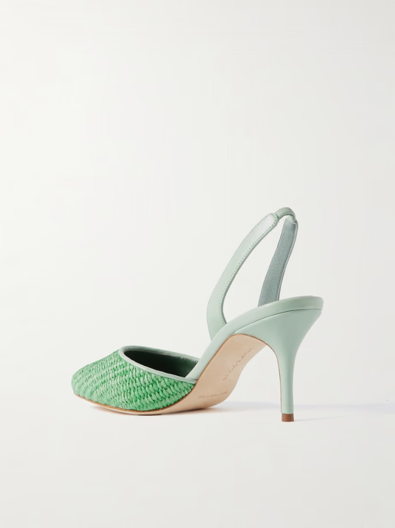 Casam 70 leather and raffia slingback pumps Casam 70 leather and raffia slingback pumps