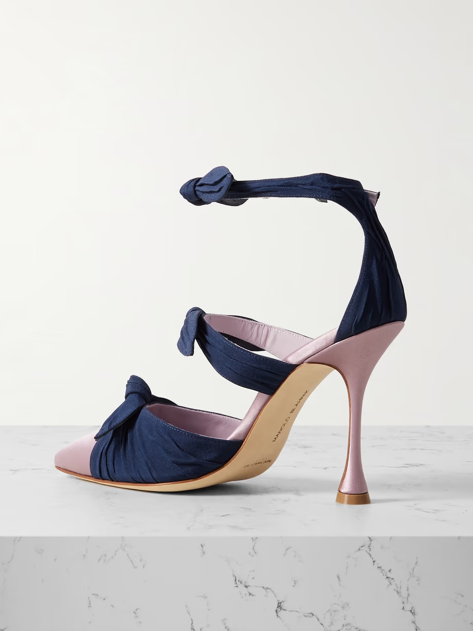 Smyrna bow-embellished suede and satin pumps Smyrna bow-embellished suede and satin pumps