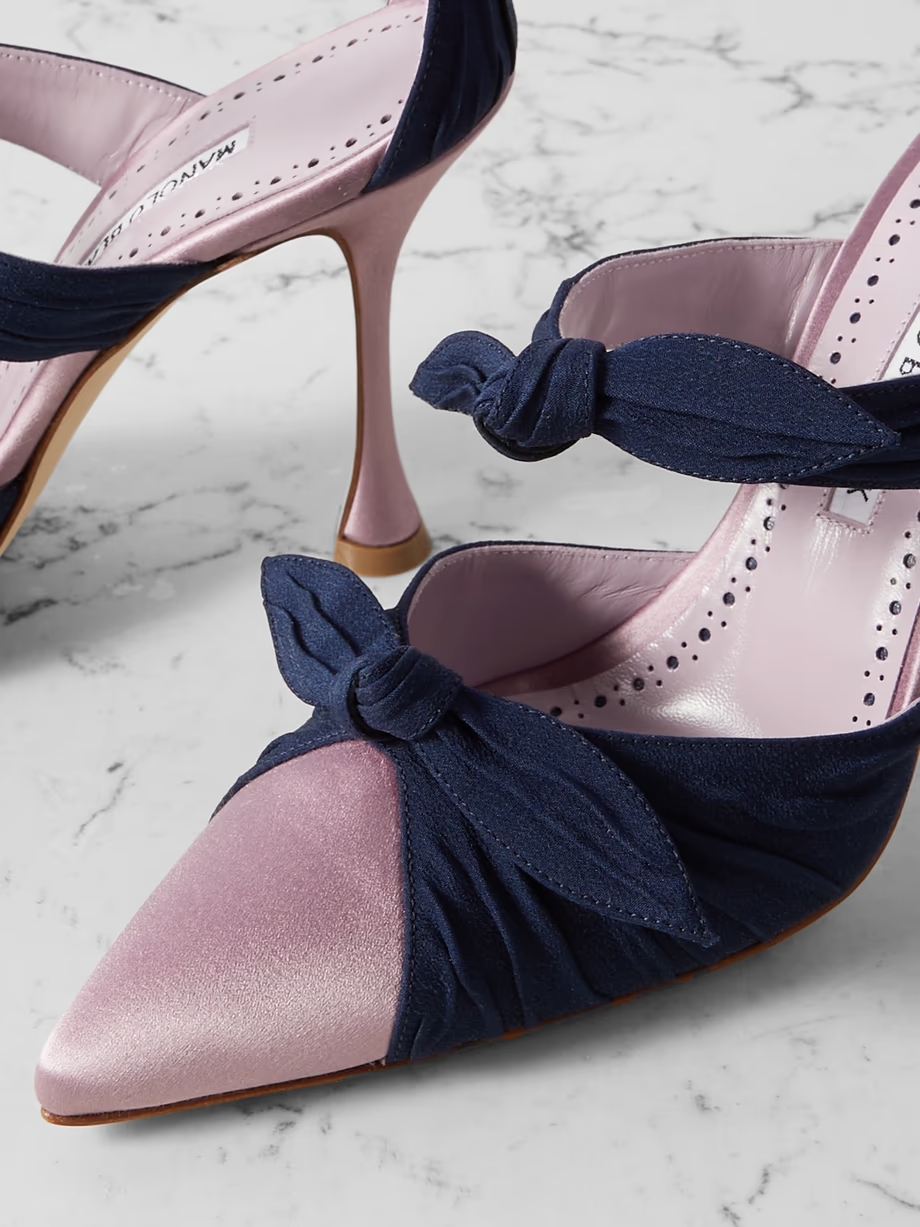 Smyrna bow-embellished suede and satin pumps Smyrna bow-embellished suede and satin pumps