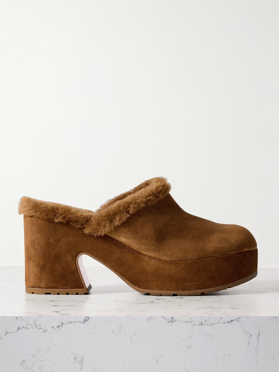 Lyss 55 shearling-trimmed suede mules Lyss 55 shearling-trimmed suede mules