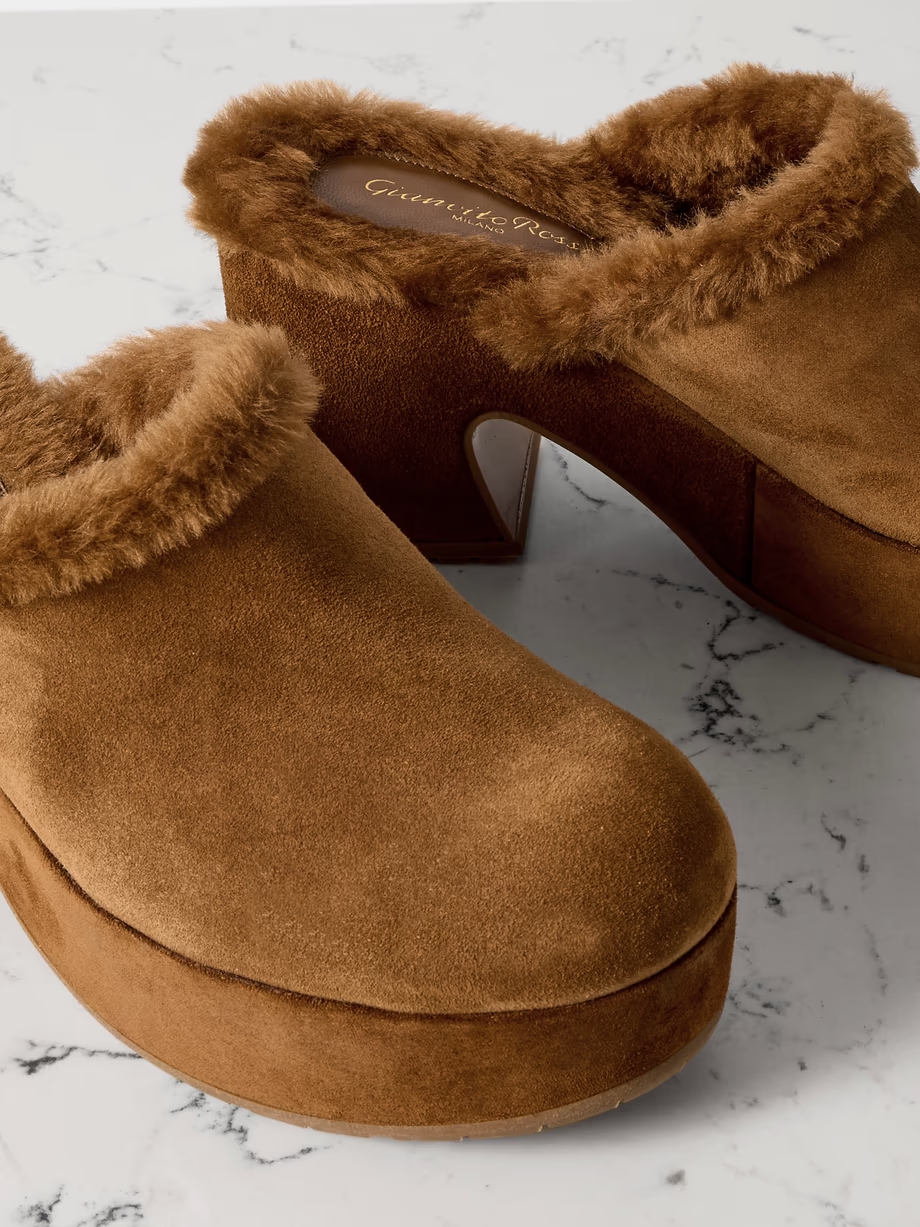 Lyss 55 shearling-trimmed suede mules Lyss 55 shearling-trimmed suede mules