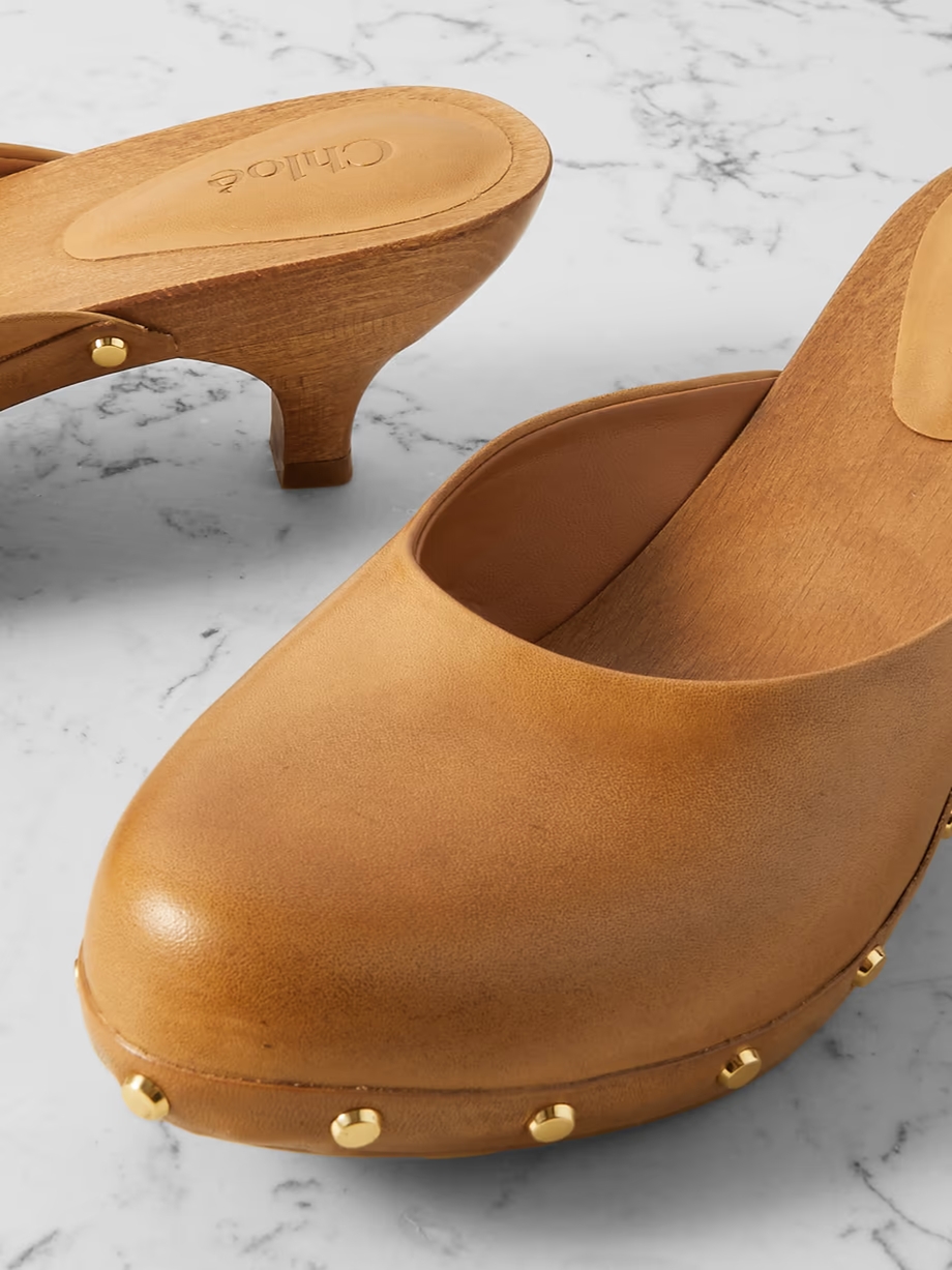 Studded leather mules Studded leather mules