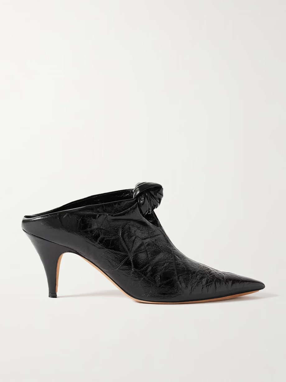 Rowan knotted crinkled-leather mules Rowan knotted crinkled-leather mules