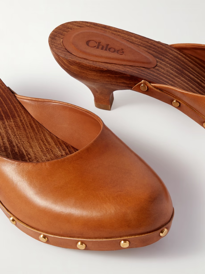 Studded leather mules Studded leather mules