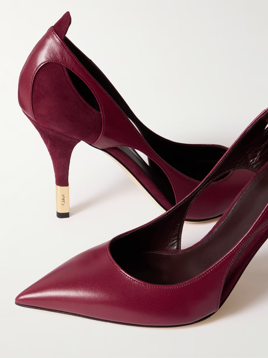 Saada cutout suede-trimmed leather pumps Saada cutout suede-trimmed leather pumps