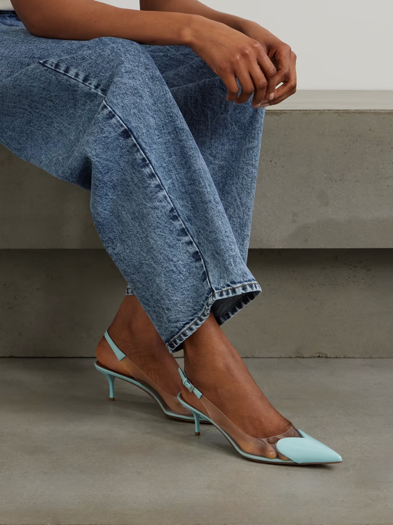 Cœur 55 PU and patent-leather slingback pumps Cœur 55 PU and patent-leather slingback pumps