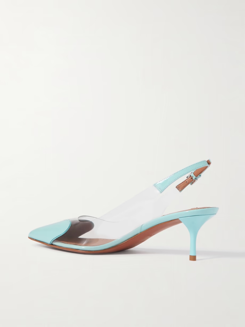 Cœur 55 PU and patent-leather slingback pumps Cœur 55 PU and patent-leather slingback pumps