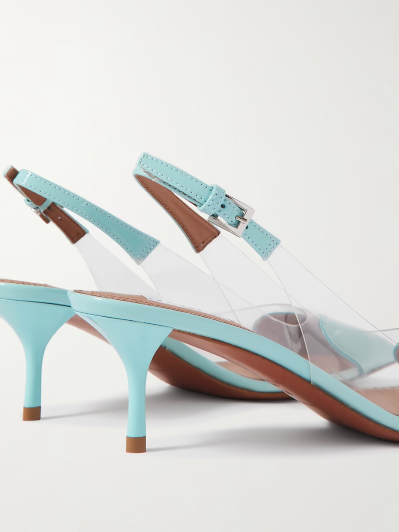 Cœur 55 PU and patent-leather slingback pumps Cœur 55 PU and patent-leather slingback pumps