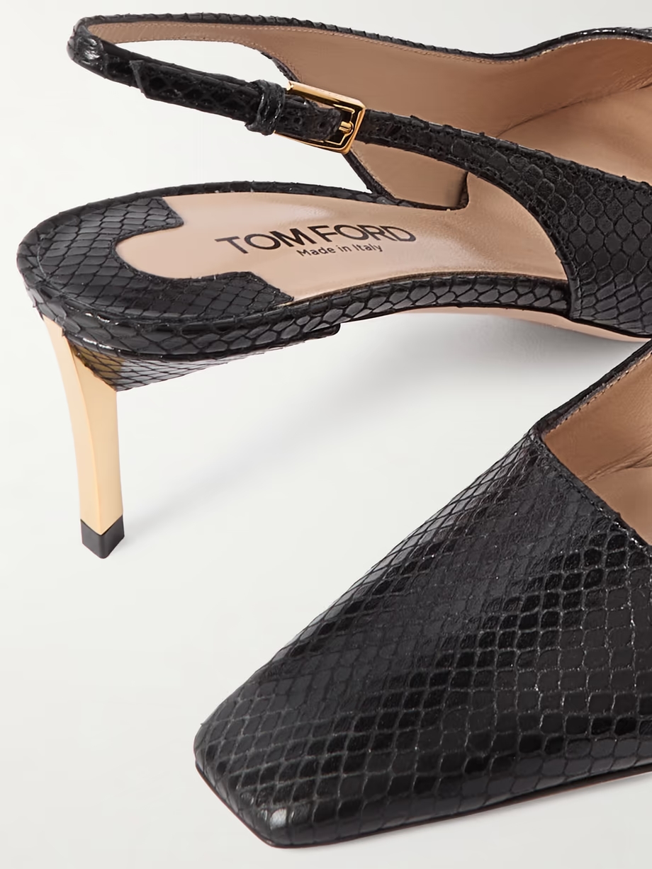 Snake-effect leather slingback pumps Snake-effect leather slingback pumps