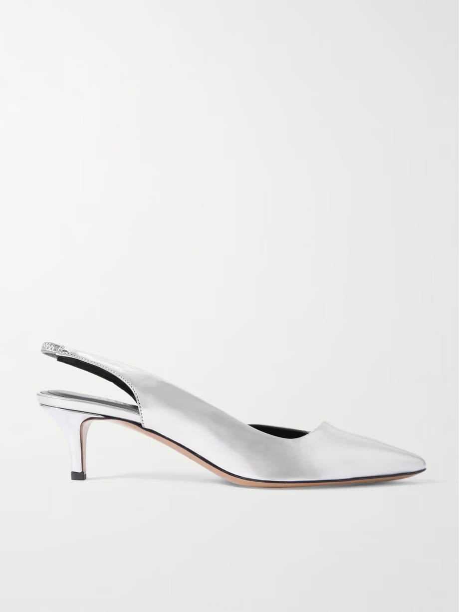 Piery mirrored-leather slingback pumps Piery mirrored-leather slingback pumps