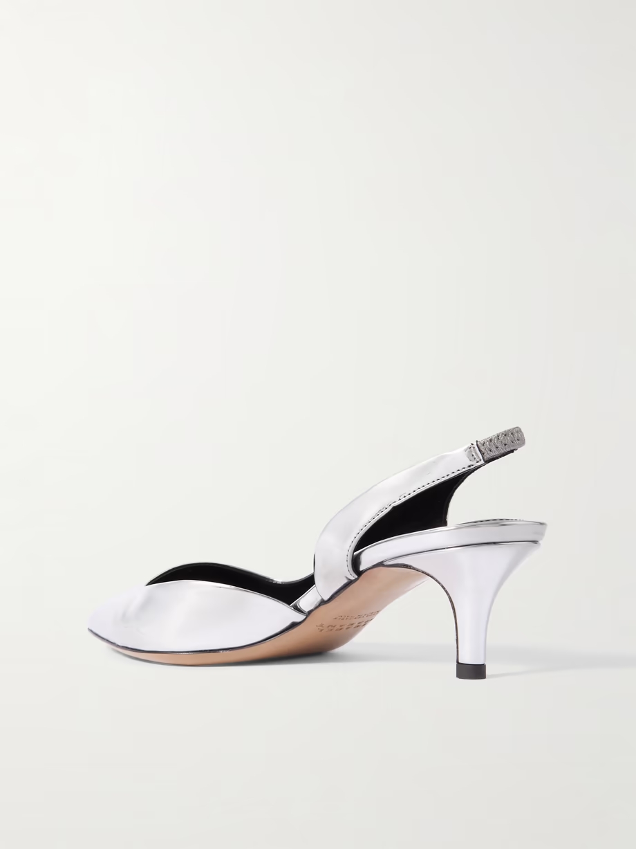 Piery mirrored-leather slingback pumps Piery mirrored-leather slingback pumps