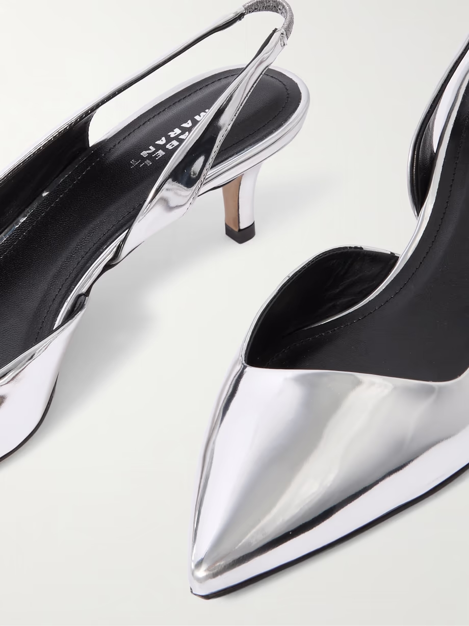 Piery mirrored-leather slingback pumps Piery mirrored-leather slingback pumps