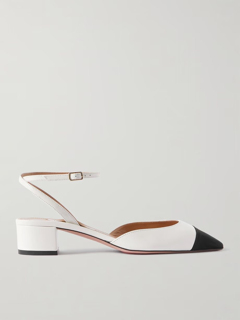 French Flirt 35 grosgrain-trimmed leather Mary Jane pumps French Flirt 35 grosgrain-trimmed leather Mary Jane pumps